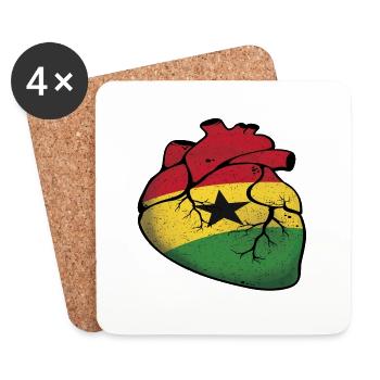Cœur du Ghana - Dessous de verre (lot de 4) - blanc - Devant