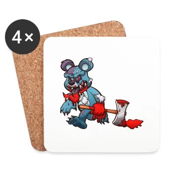 Böser Teddybär mit Axt - Untersetzer (4er-Set) - Weiß - Vorne