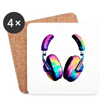 Headphones Musicians Gamers Singers Listen to music Singing - Coasters (set of 4) - white - Front