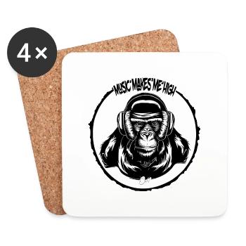 Music makes me high Monkey - Coasters (set of 4) - white - Front