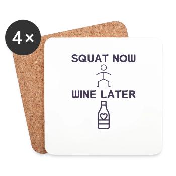 squat now wine later - Coasters (set of 4) - white - Front