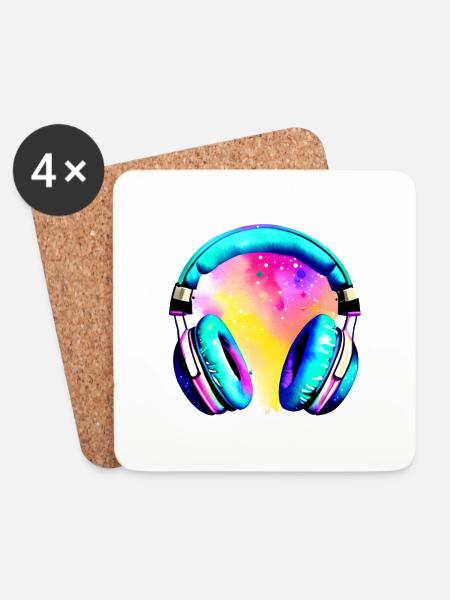 Kopfhörer Sänger Musiker Gamer Musik hören Gesang - Untersetzer (4er-Set) - Weiß