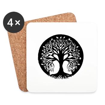 Meditation Baum des Lebens Yoga Lebensbaum - Untersetzer (4er-Set) - Weiß - Vorne