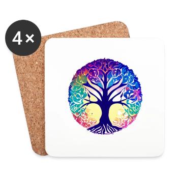 Tree of Life, Tree of Life, Meditation, Yoga - Coasters (set of 4) - white - Front