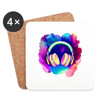 Headphones Singer Singing Musician Gamer Listen to music - Coasters (set of 4) - white - Front