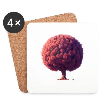 Lebensbaum Meditation Baum des Lebens Yoga - Untersetzer (4er-Set) - Weiß - Vorne