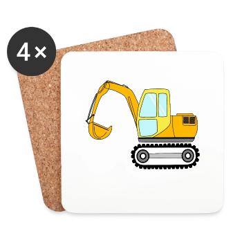 pelle jaune-orange, véhicule de chantier - Dessous de verre (lot de 4) - blanc - Devant