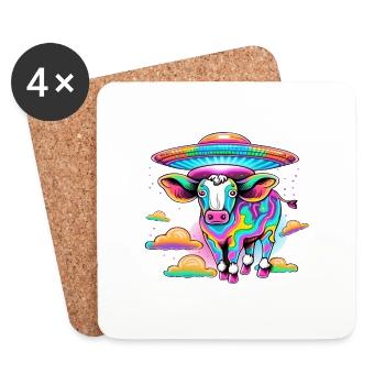 Alien Psychodelic Cow - Coasters (set of 4) - white - Front