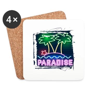 summer beach beach retro sea neon light eng - Coasters (set of 4) - white - Front