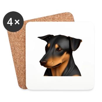 Doberman Doberman chiot chien Doberman dresseur - Dessous de verre (lot de 4) - blanc - Devant