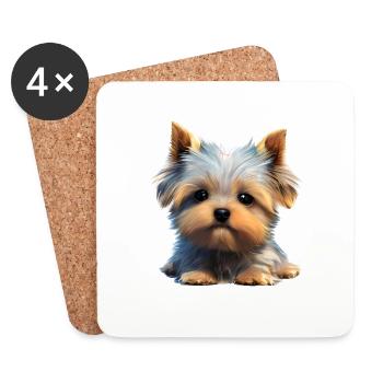 Yorkshire Terrier Puppy Dog Dog Owner - Coasters (set of 4) - white - Front