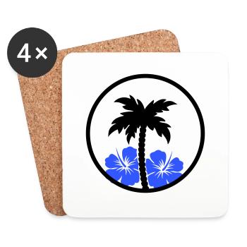 Palm hibiscus - Coasters (set of 4) - white - Front