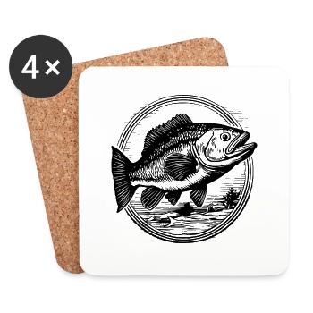 Pêche au poisson Pêche en mer - Dessous de verre (lot de 4) - blanc - Devant