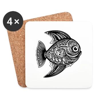 Pêche au poisson Pêche en mer - Dessous de verre (lot de 4) - blanc - Devant