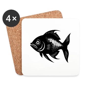 Pêche au poisson Pêche en mer - Dessous de verre (lot de 4) - blanc - Devant