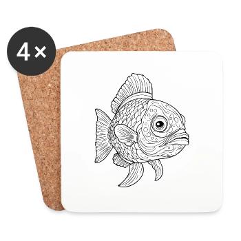 Pêche au poisson Pêche en mer - Dessous de verre (lot de 4) - blanc - Devant