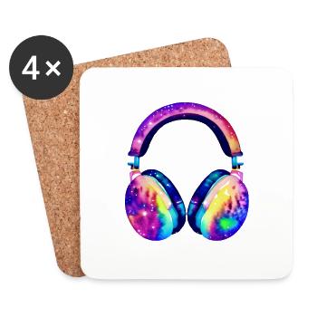 Headphones Gamer Singer Listen to music Singing Musicians - Coasters (set of 4) - white - Front