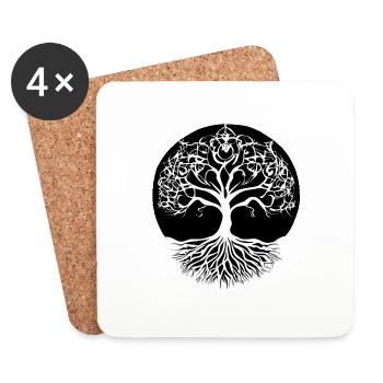 Yoga Lebensbaum Meditation Baum des Lebens - Untersetzer (4er-Set) - Weiß - Vorne