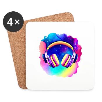 Headphones Singing Singers Listening to music Musicians Gamers - Coasters (set of 4) - white - Front