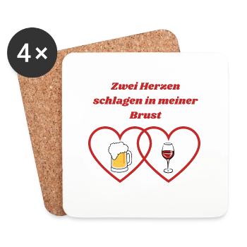 Bier und Wein - schwere Entscheidung - Untersetzer (4er-Set) - Weiß - Vorne