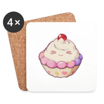 Pastel Cupcake - Coasters (set of 4) - white - Front