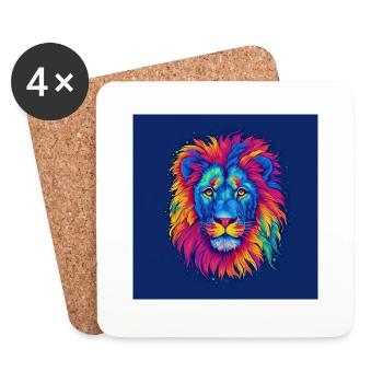 Pride of Colors: A Colorful Lion Art Print - Coasters (set of 4) - white - Front