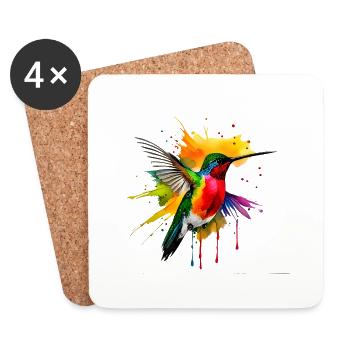 Farbenfroher Kolibri - Untersetzer (4er-Set) - Weiß - Vorne