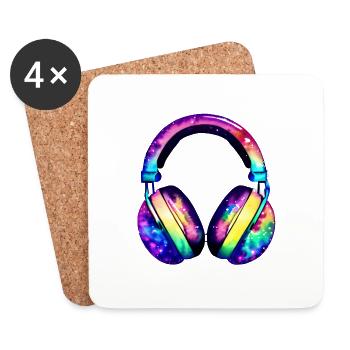 Headphones Musicians Singers Gamers Listen to music Singing - Coasters (set of 4) - white - Front