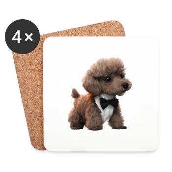 Caniche Dog Propriétaire Caniche Chiot Chiot Chien Amour Chien Amour Chien Amour - Dessous de verre (lot de 4) - blanc - Devant
