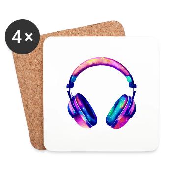 Headphones Musicians Gamers Singers Listen to music Singing - Coasters (set of 4) - white - Front