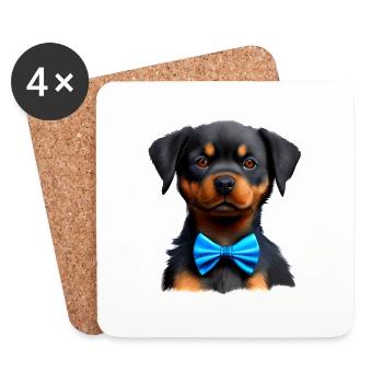 Rottweiler Chien Chiot Chiens Rottweiler Chiot - Dessous de verre (lot de 4) - blanc - Devant