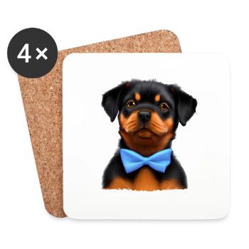 Rottweiler Chien Rottweiler Chiot Chiens Chiot - Dessous de verre (lot de 4) - blanc - Devant