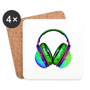 Headphones Musicians Singing Gamer Singer Listening to music - Coasters (set of 4) - white - Front