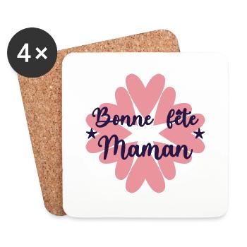 FÊTE DES MÈRES. BONNE FÊTE MAMAN. MAMAN. FÊTE - Dessous de verre (lot de 4) - blanc - Devant