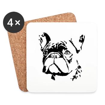 Bouledogue français Terrier de Boston - Dessous de verre (lot de 4) - blanc - Devant