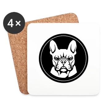 Französische Bulldogge Frenchie Boston Terrier - Untersetzer (4er-Set) - Weiß - Vorne