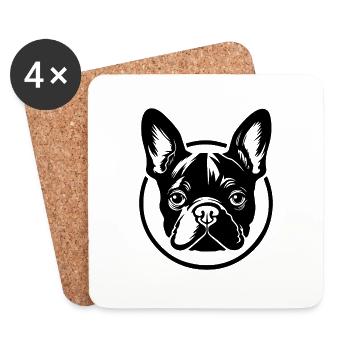Französische Bulldogge Frenchie Boston Terrier - Untersetzer (4er-Set) - Weiß - Vorne