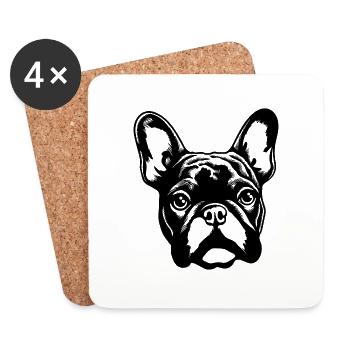 Französische Bulldogge Frenchie Boston Terrier - Untersetzer (4er-Set) - Weiß - Vorne