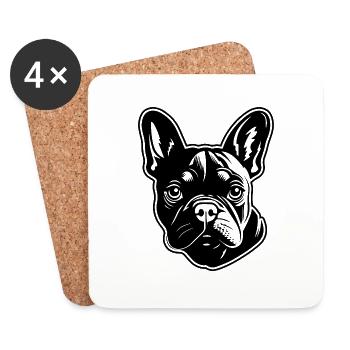 Französische Bulldogge Frenchie Boston Terrier - Untersetzer (4er-Set) - Weiß - Vorne