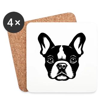 Französische Bulldogge Frenchie Boston Terrier - Untersetzer (4er-Set) - Weiß - Vorne