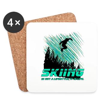 SKIING IS NOT A LIFESTYLE, IT IS LIFE. - Coasters (set of 4) - white - Front