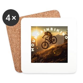 Mountainbiking - Untersetzer (4er-Set) - Weiß - Vorne
