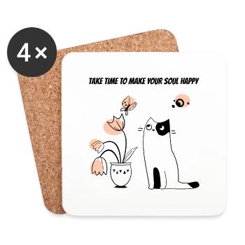 Take time to make your soul happy - Coasters (set of 4) - white - Front