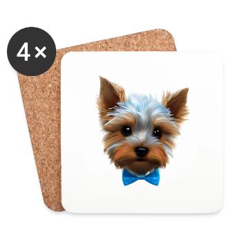 Chien propriétaire du chien Yorkshire Terrier chiot - Dessous de verre (lot de 4) - blanc - Devant