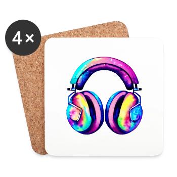 Gamer Headphones Musicians Singers Listen to music Singing - Coasters (set of 4) - white - Front