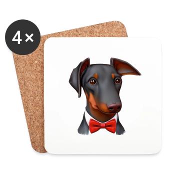 Doberman Trainer Doberman Dog Doberman Puppy - Coasters (set of 4) - white - Front