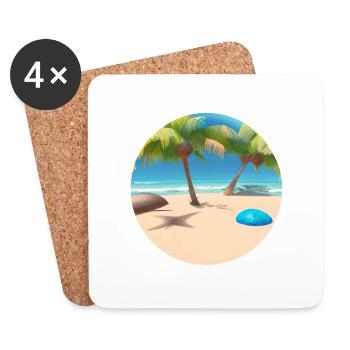 Sommerurlaub Strand Palmen Sonne Palme Insel - Untersetzer (4er-Set) - Weiß - Vorne