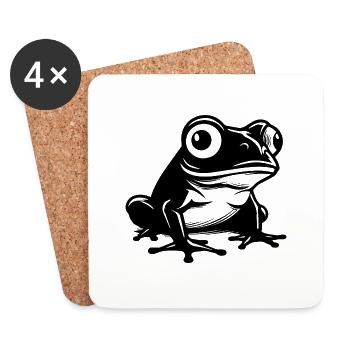 Crapaud amphibien grenouille - Dessous de verre (lot de 4) - blanc - Devant