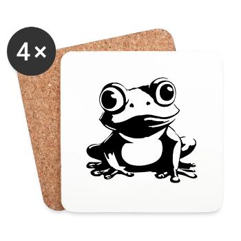 Crapaud amphibien grenouille - Dessous de verre (lot de 4) - blanc - Devant