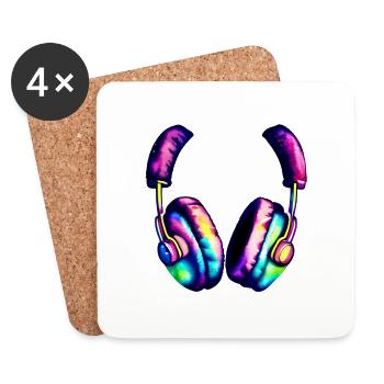 Headphones Singers Musicians Gamers Listen to music Singing - Coasters (set of 4) - white - Front